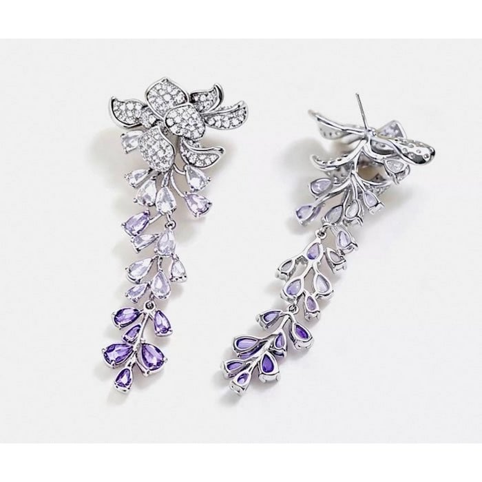 Dazzling Wisteria Flower Tassel Earrings