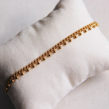 Chain anklet bracelet with balls - gold