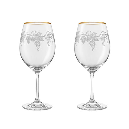 Engraved wine glasses vine gilded - set of 2