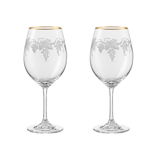 Engraved wine glasses vine gilded - set of 2