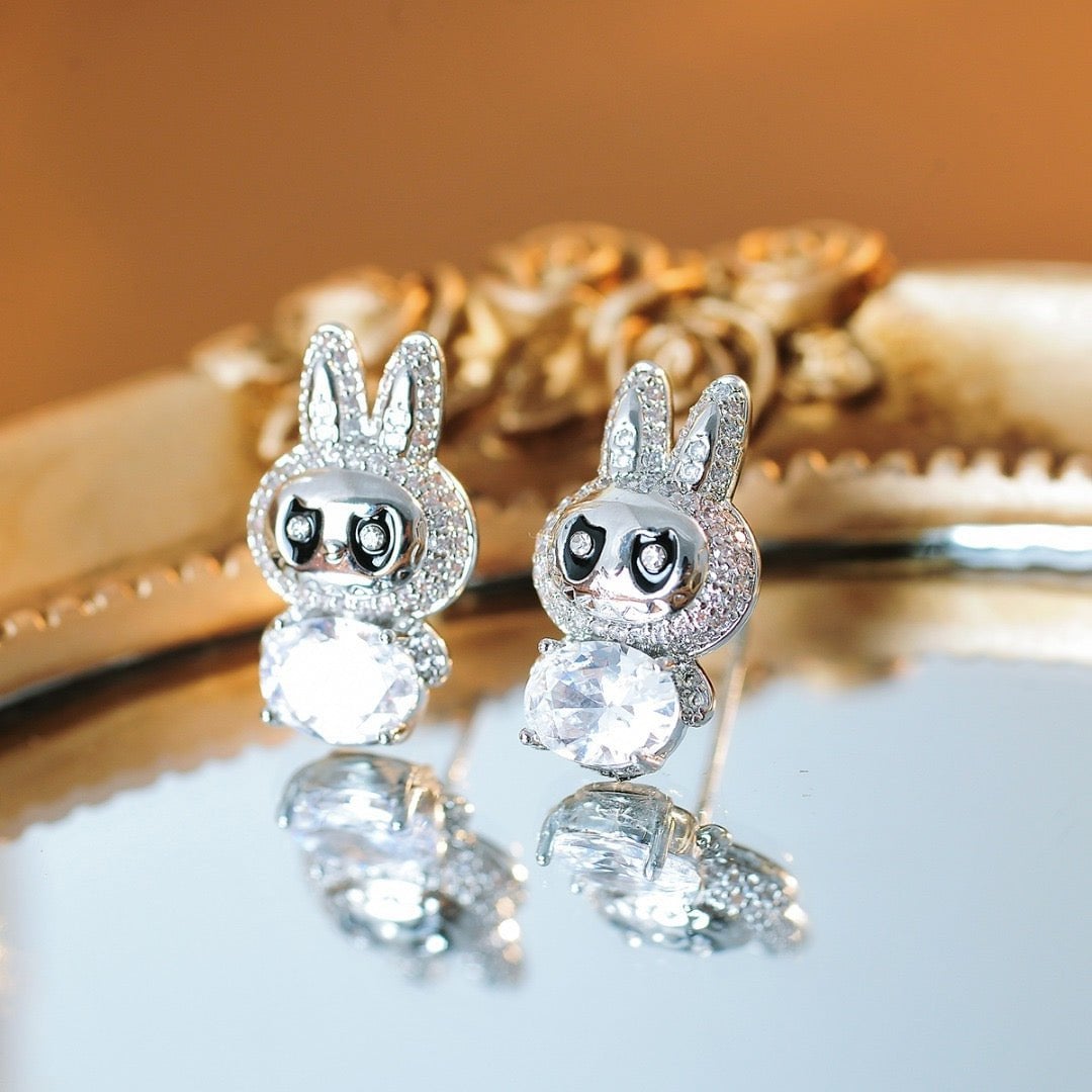 Sparkling Labubu Character Stud Earrings