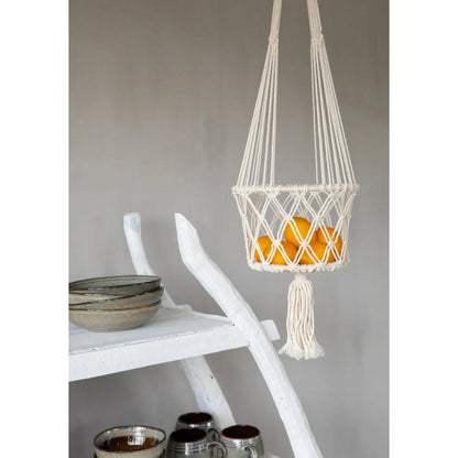 The Macrame Plant Holder - White - L