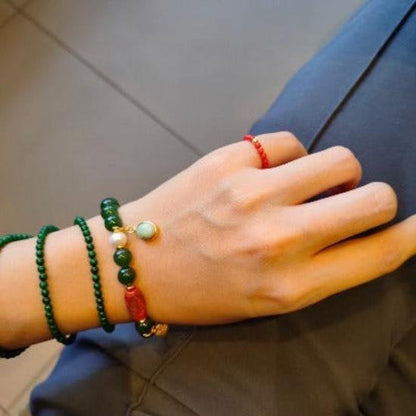 Hetian Jade Beads Tibetan Totem Bracelet