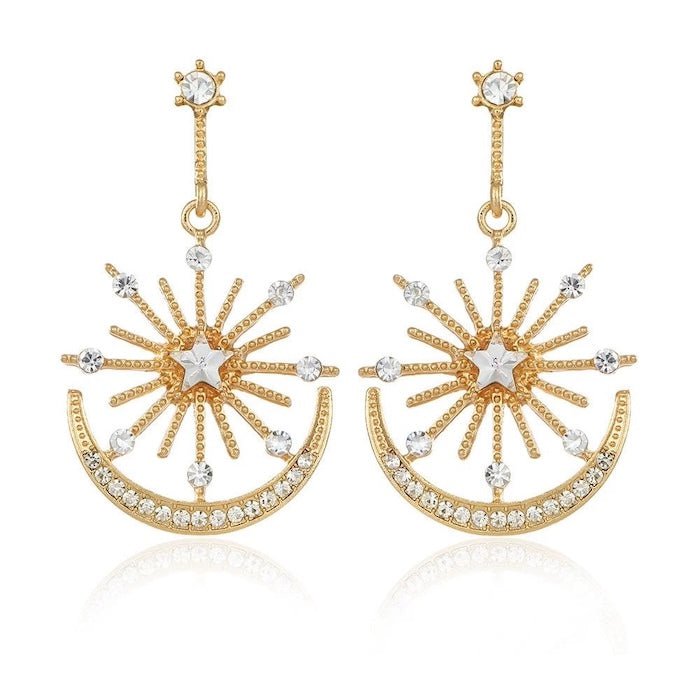 Luxury Star & Moon Statement Drop Earrings