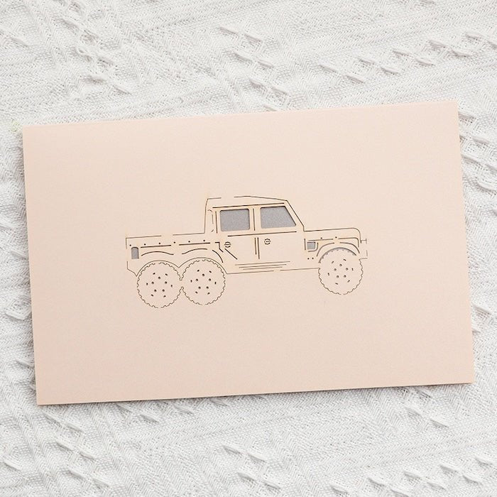 3D Card for Him for Dad - Jeep and Motorbike Design