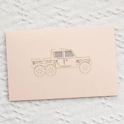 3D Card for Him for Dad - Jeep and Motorbike Design