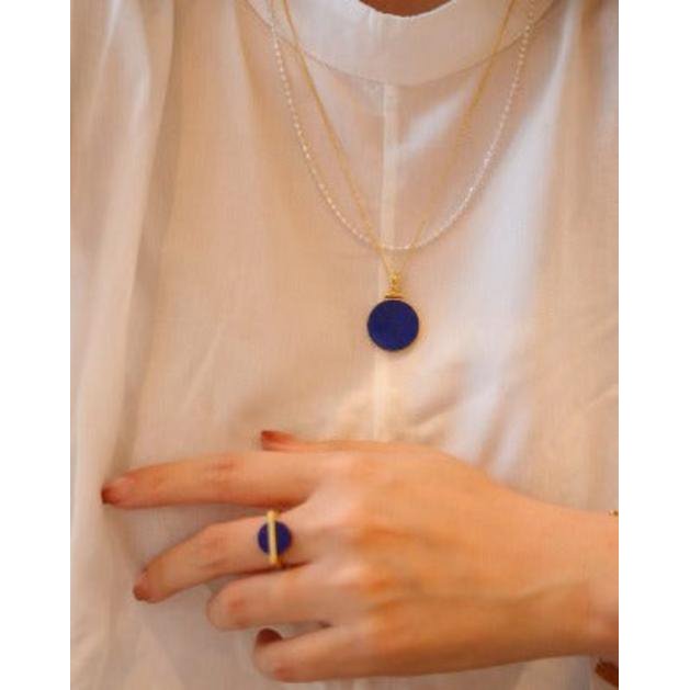 Helios Lapis Lazuli Round Pendant Necklace