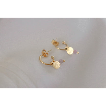 Kunzite, Moonstone & Butterflies Earrings - Gold