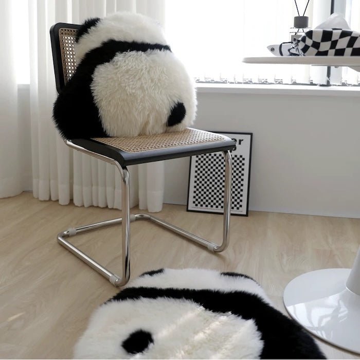 Fluffy Panda Cushion – Natural Wool