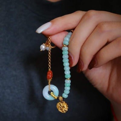 Jade Beads and Red Agate Goodluck Bracelet