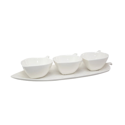 SET OF 3 APERITIF CUPS LEAF TRAY