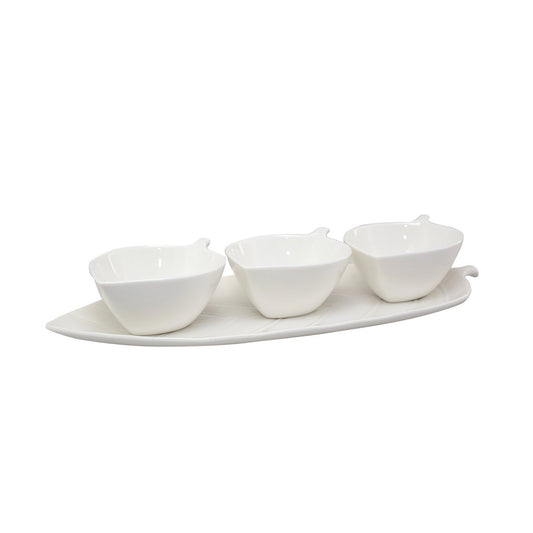 SET OF 3 APERITIF CUPS LEAF TRAY