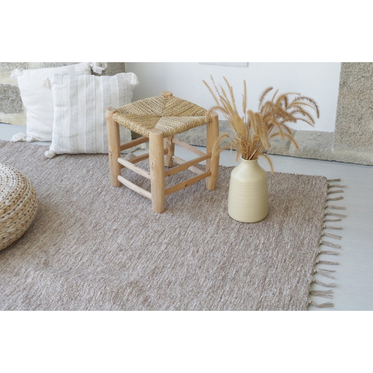 Large hand-woven recycled cotton rug