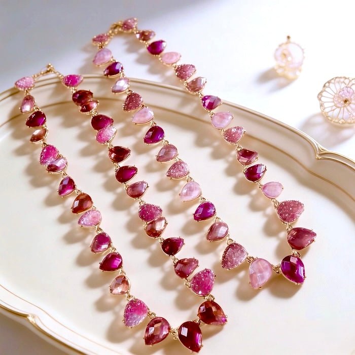 Chunky Vintage Pink Crystal Statement Necklace