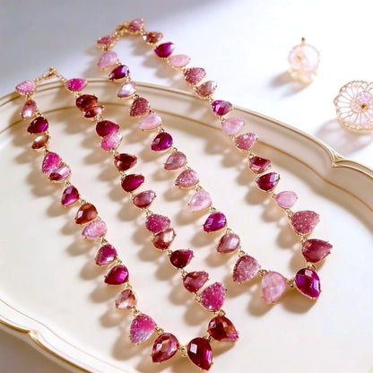 Chunky Vintage Pink Crystal Statement Necklace