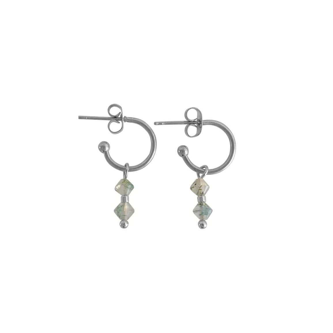 Moss Agate Earrings - Silver