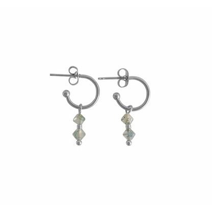 Moss Agate Earrings - Silver