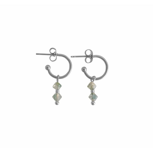 Moss Agate Earrings - Silver