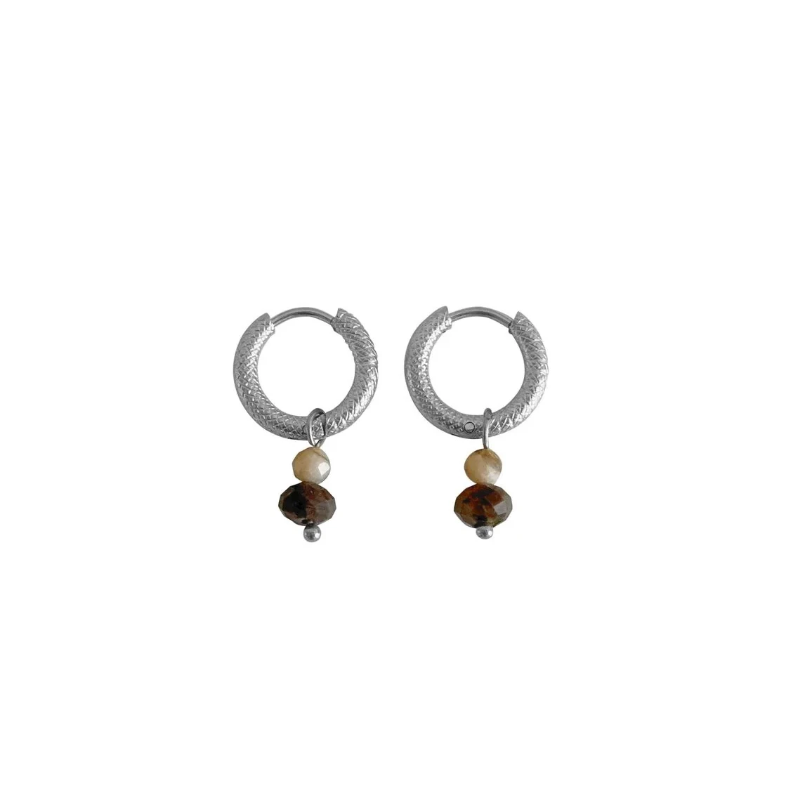 Labradorite & Zebra Feldspar Earrings - Silver