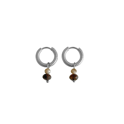 Labradorite & Zebra Feldspar Earrings - Silver