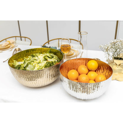 ROUND GOLD AND SILVER SALAD BOWL - SET OF 2 -33 AND 35CM