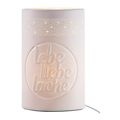 Porcelain lamp "live love laugh"