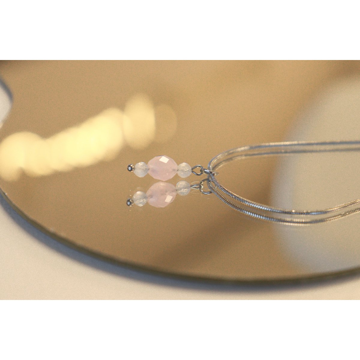 Moonstone and Rose Quartz Collier - Silver