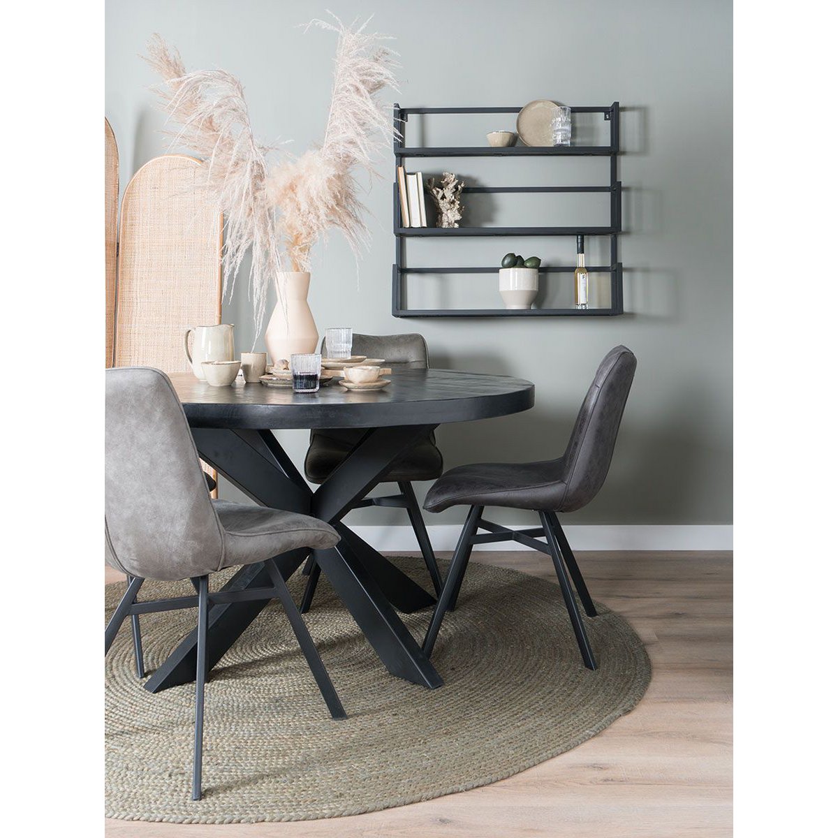 Wall Shelf Vintage Black Mango Wood - Trio