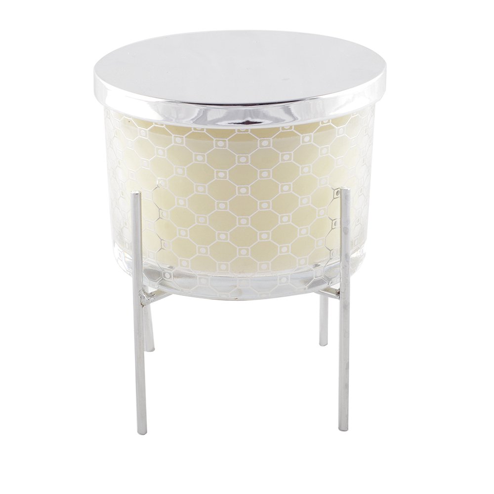 Patchouli perfume candle with silver candle holder