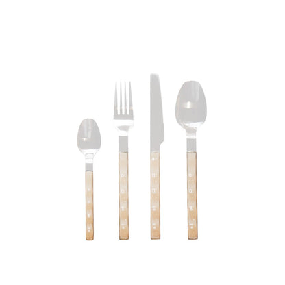 Housewife 24 pieces in silver with beige handle