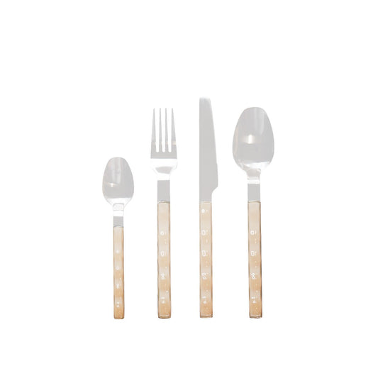 Housewife 24 pieces in silver with beige handle