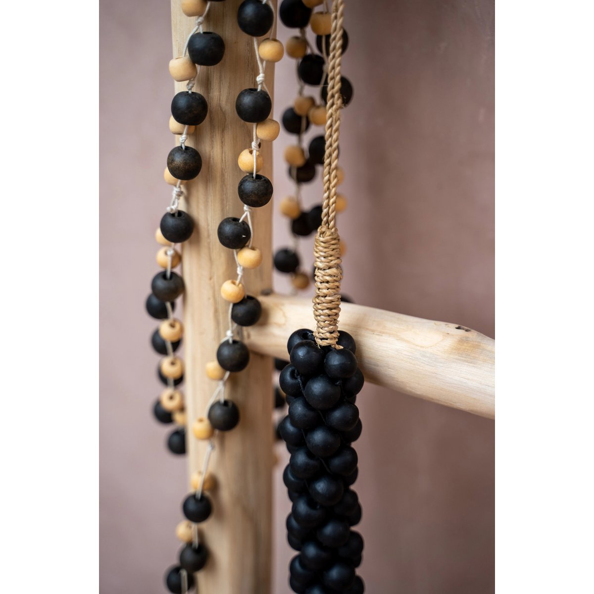 The Wooden Beads with Cotton Tassel - Black