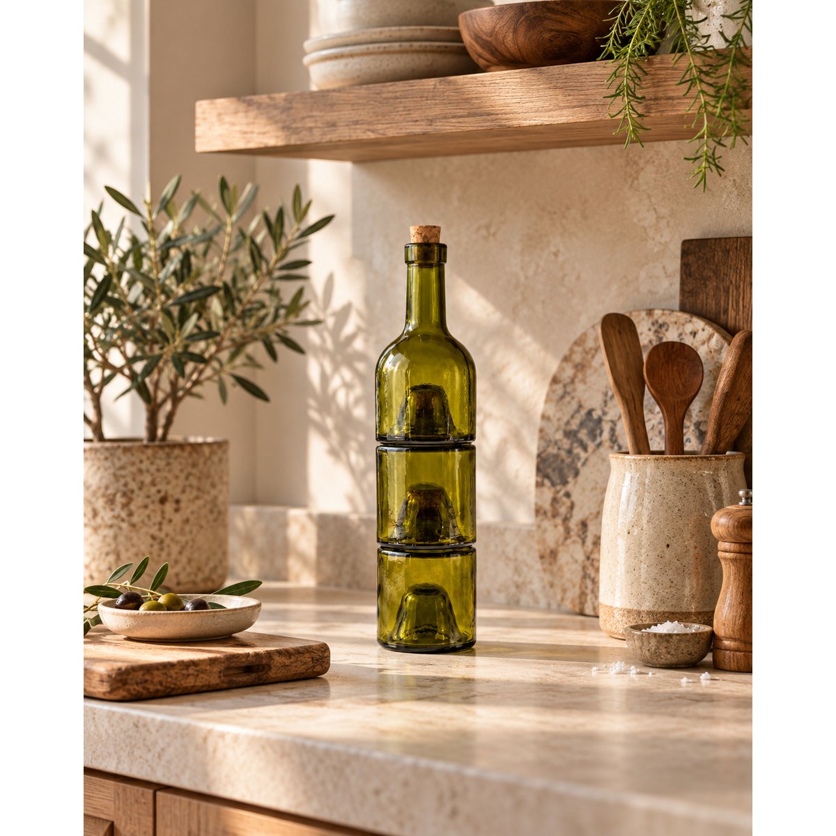 The 3-Piece Oil Bottle - Olive Green