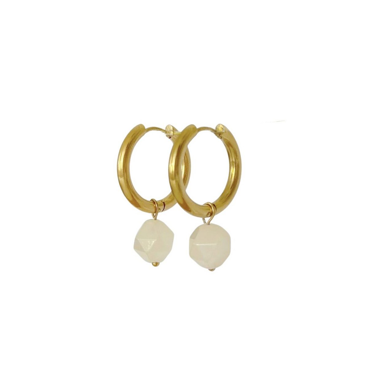 Rose Quartz Statement Earrings - Gold