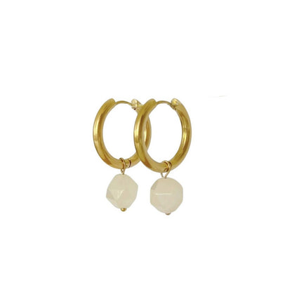Rose Quartz Statement Earrings - Gold