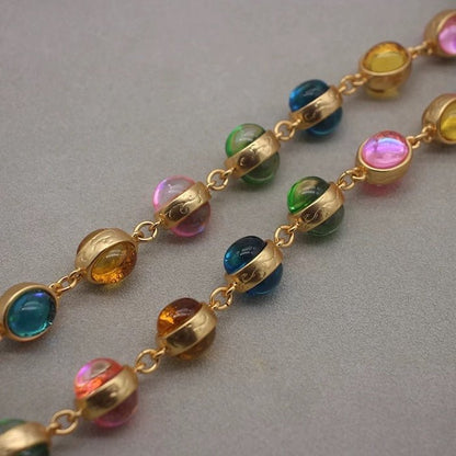 Vintage Rainbow Stones Necklace & Bracelet Set