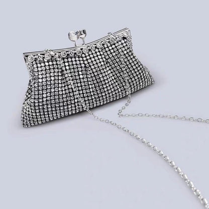 Luxurious Diamond-Look Clutch-Gold n Silver