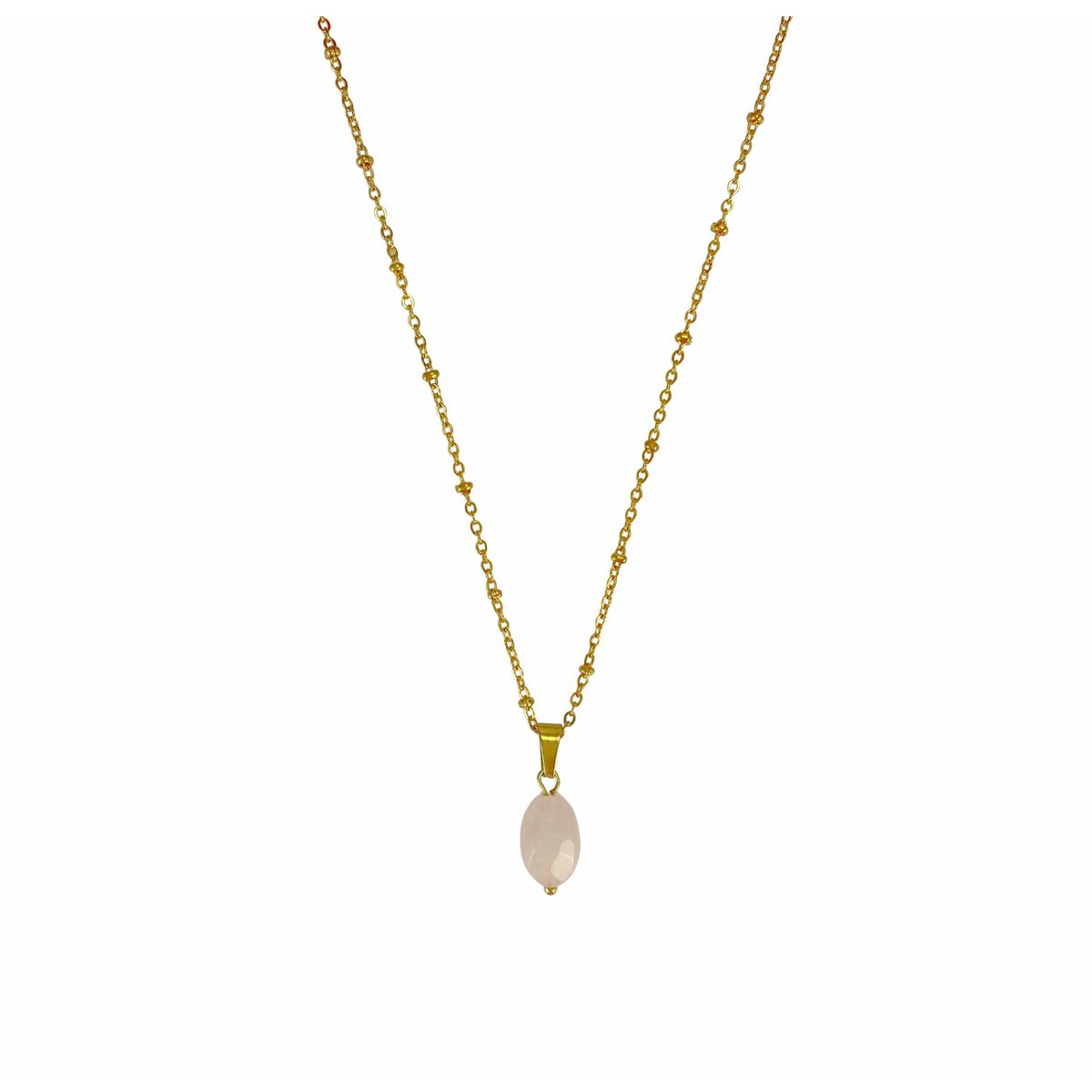 Necklace Rose Quartz Faceted - Gold