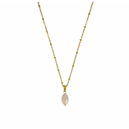 Necklace Rose Quartz Faceted - Gold