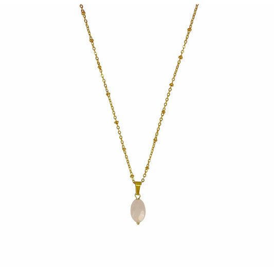 Necklace Rose Quartz Faceted - Gold