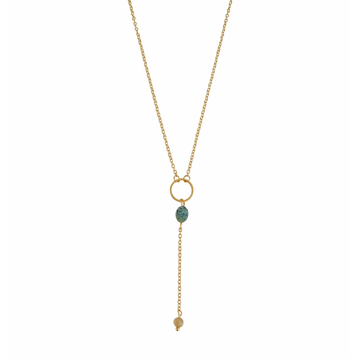 African Turquoise & Citrine Necklace - Gold