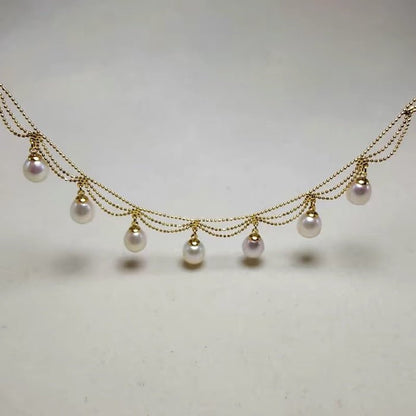 Lace Style Necklace with Genuine Freshwater Pearls