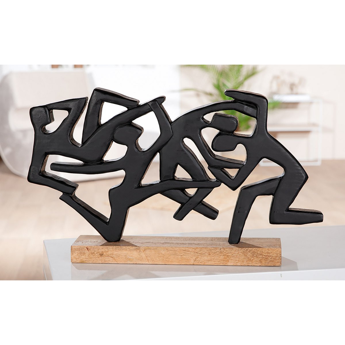 Sculpture Acrobatics, natural color, black H.31 cm