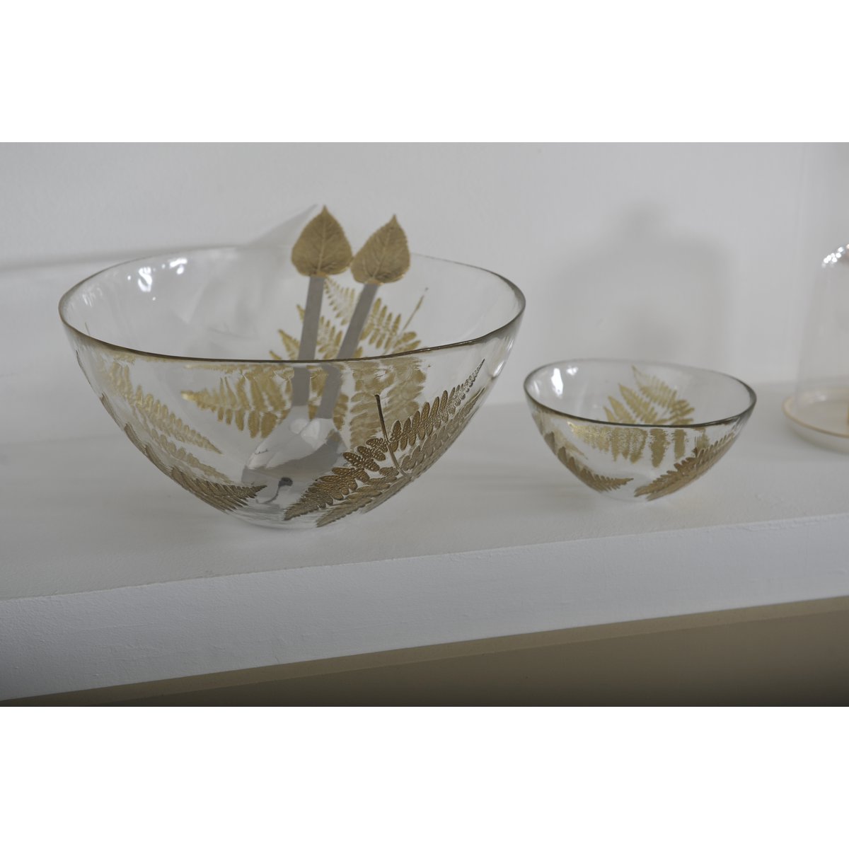 TRANSPARENT GOLDEN LEAF SALAD BOWL