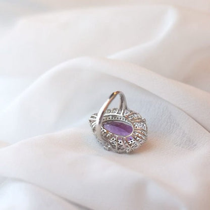 Royal Style Pear-cut Amethyst Ring - Adjustable