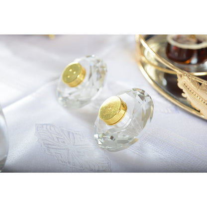 Saliere and pepper crystal 7 cm Dore