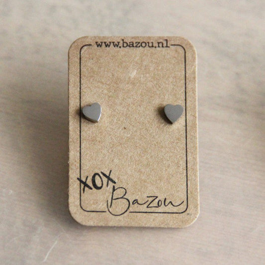 OS431 - Stainless steel ear studs  heart - silver