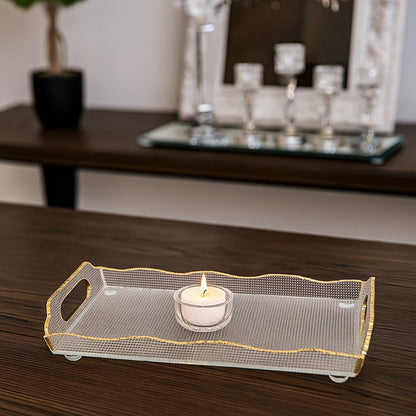 Rectangular gilded edge in glass 38x17.5x9.5cm