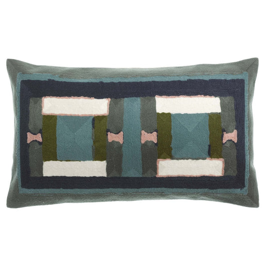 Coussin brodé Taho Vert de gris 30 x 50