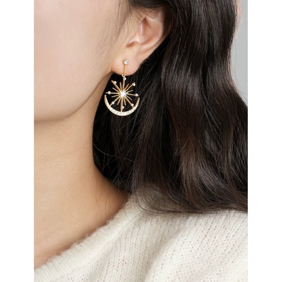Luxury Star & Moon Statement Drop Earrings
